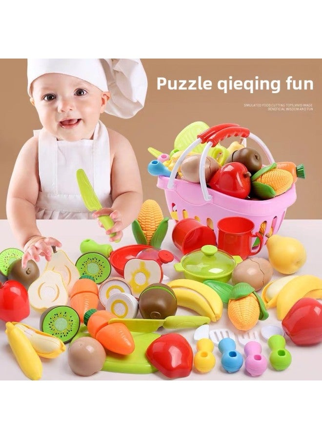 Baby Simulation Fruit And Vegetable Cut And Cut Children's Kitchen Kitchenware Cut And Cut Watch Basket Boys And Girls Puzzle-Color:Blue Big Basket Cut Le 22 Piece Set  - Image 3