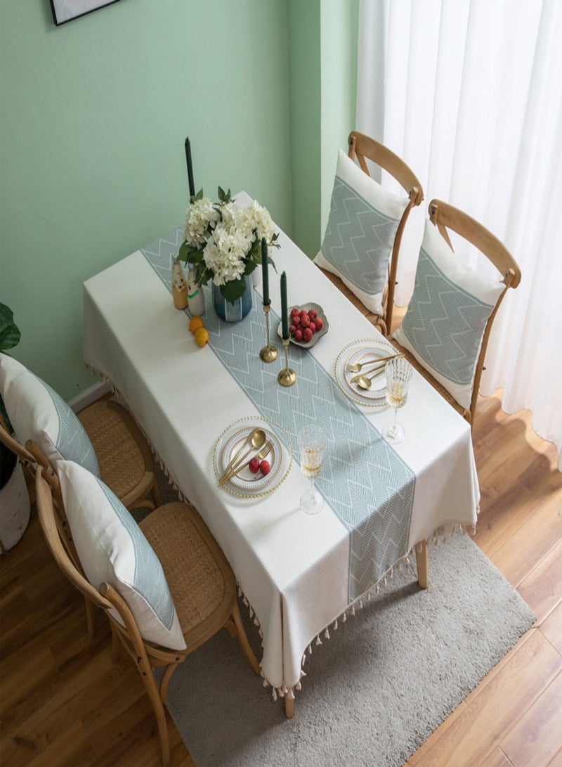Rectangular Table Cloth, Cotton linen Table Cloth Wrinkle-Resistant Table Cloth, Soft Fabric Tablecloth With Tassels, Suitable for Kitchen Dining Room Outdoor Party 140CM×180CM , 4-6 Seats  - Image 1