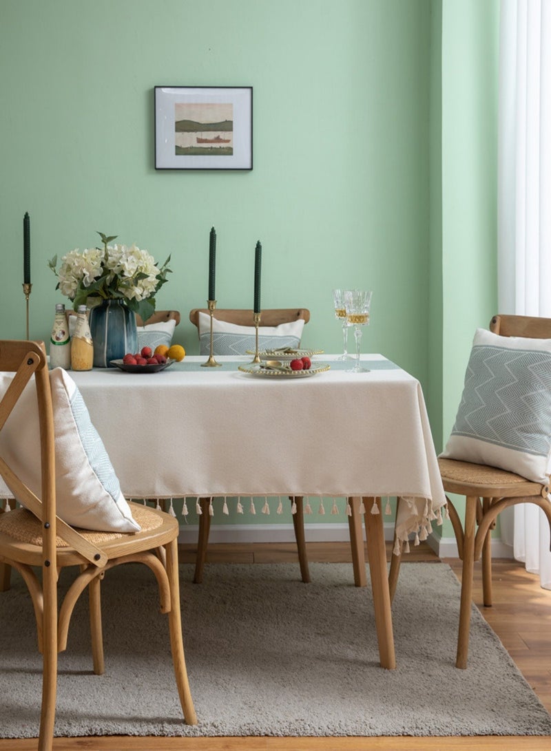 Rectangular Table Cloth, Cotton linen Table Cloth Wrinkle-Resistant Table Cloth, Soft Fabric Tablecloth With Tassels, Suitable for Kitchen Dining Room Outdoor Party 140CM×180CM , 4-6 Seats  - Image 5