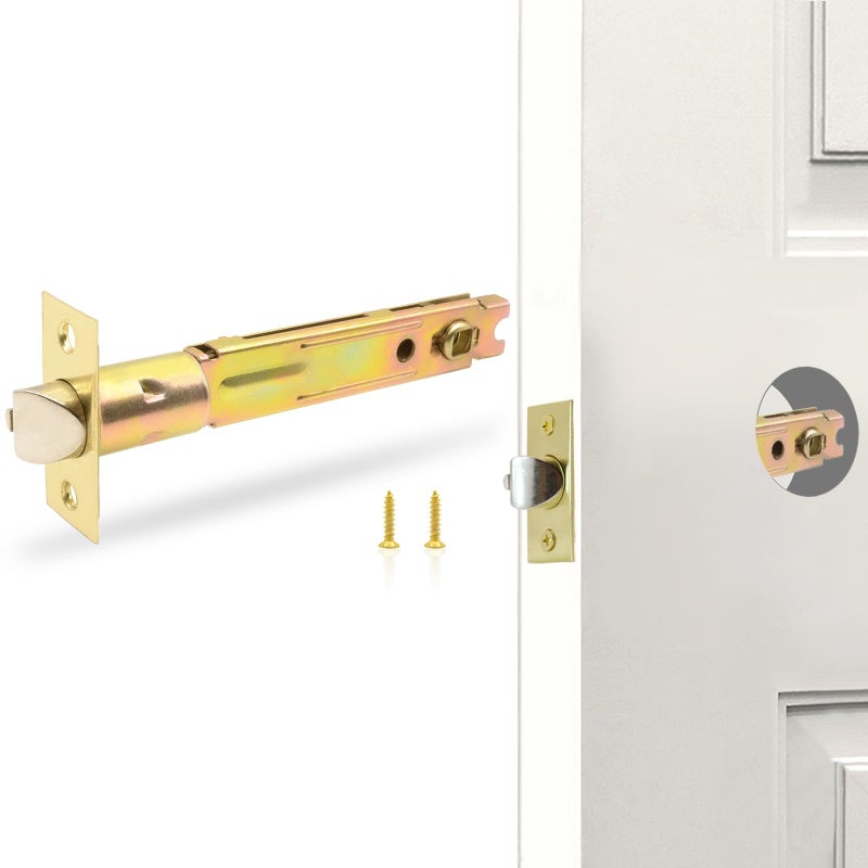TPard 5-Inch Deadlatch Door Lock Replacement Latch with Square Interface Fits 5 Inch Backset Standard Entry Doors Knobset or 90Â°Rotation Leverset, Polished Brass - Image 1