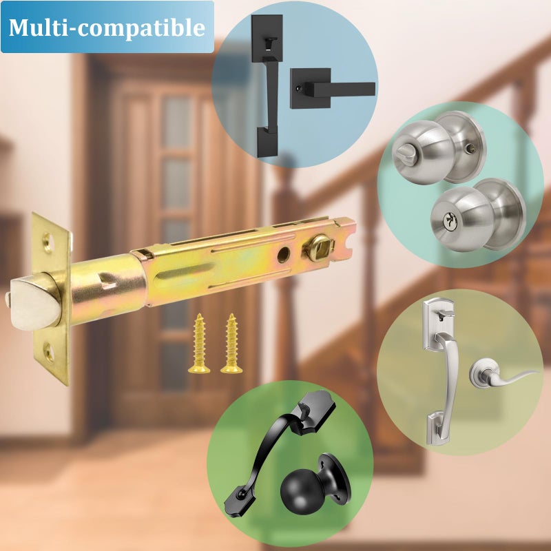 TPard 5-Inch Deadlatch Door Lock Replacement Latch with Square Interface Fits 5 Inch Backset Standard Entry Doors Knobset or 90Â°Rotation Leverset, Polished Brass - Image 5