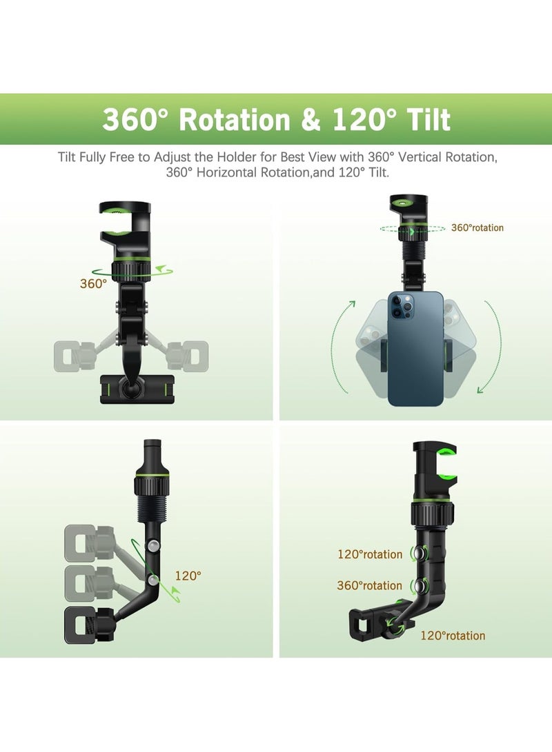 Digipace Multifunctional Rearview Mirror Phone Holder 360 Rotatable and Retractable with Adjustable Length for All Mobile Phones and Cars - Image 2