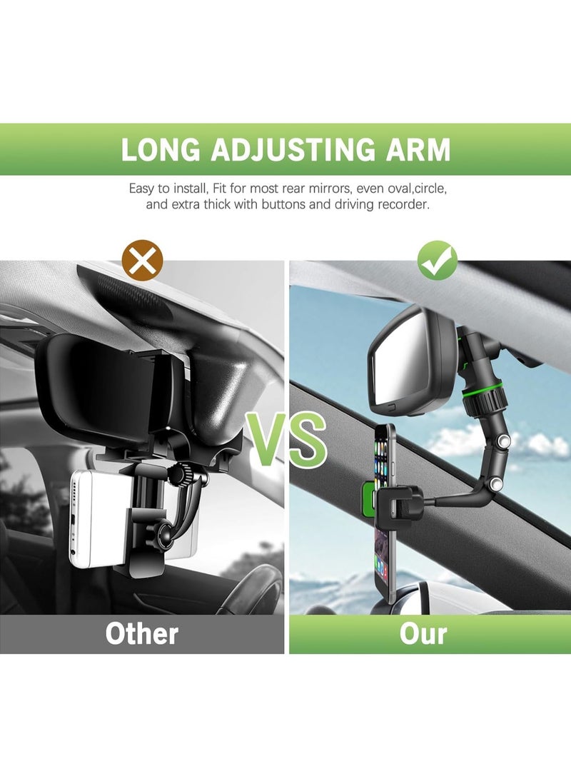 Digipace Multifunctional Rearview Mirror Phone Holder 360 Rotatable and Retractable with Adjustable Length for All Mobile Phones and Cars - Image 3