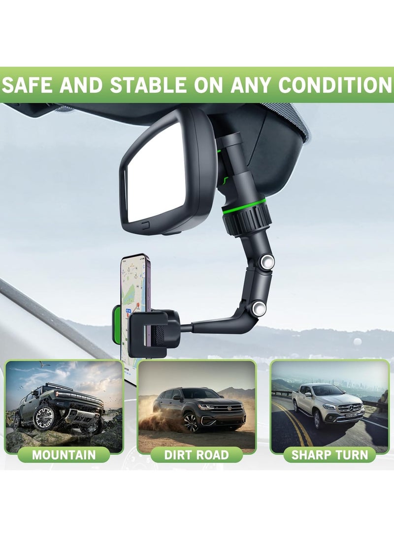 Digipace Multifunctional Rearview Mirror Phone Holder 360 Rotatable and Retractable with Adjustable Length for All Mobile Phones and Cars - Image 4
