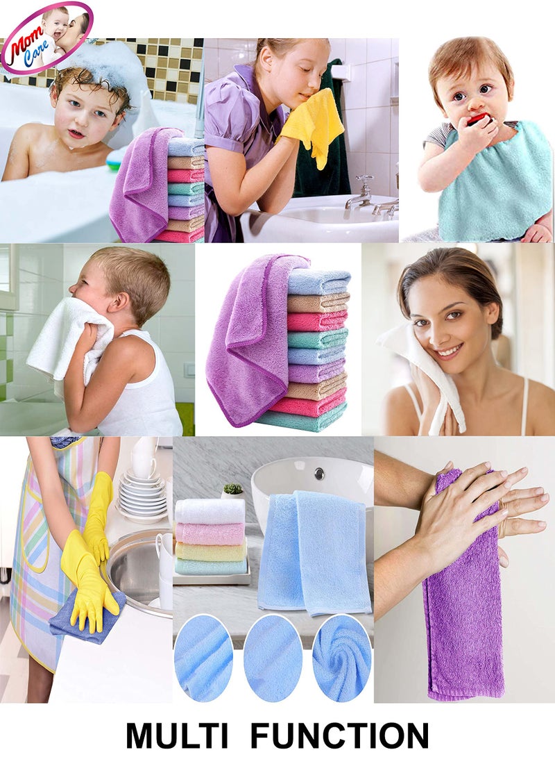 MOM CARE Cotton Face Towel Soft Reusable Hankies Napkins for Newborn Baby Toddlers Kids Adults Pack of 12 Multicolor - Image 4