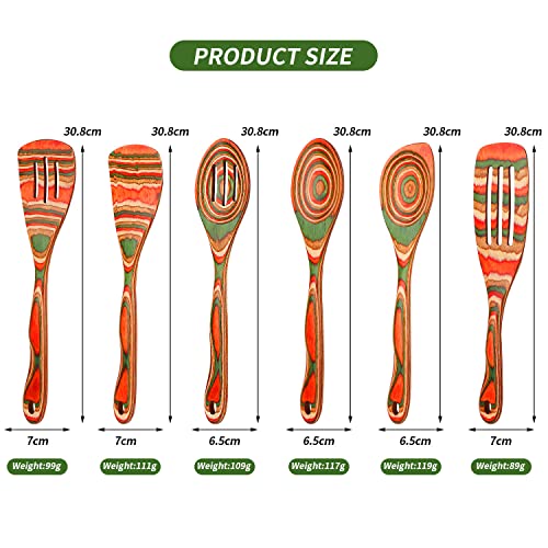 wosponfan Wooden Spoons for Cooking, WOSPONFAN Kitchen Utensils Set, Pakkawood Kitchen Cooking Utensils Set, Apartment Essentials Wood Serving Spatula spoon, Salad Tongs, Home & kitchen Gift for Women - Image 2