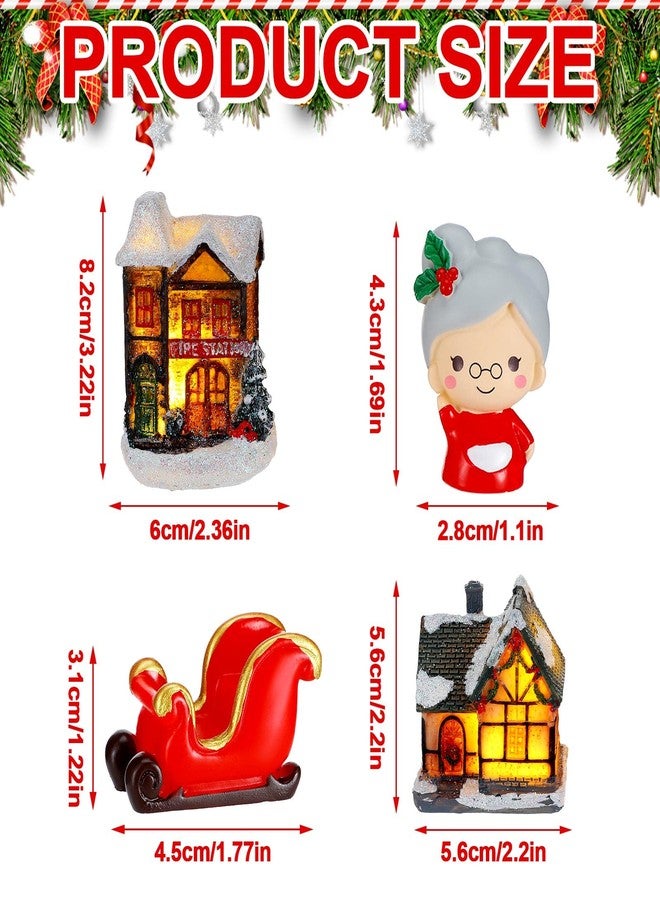 Woanger 29 Pieces Christmas Village Set LED Lighted Houses for Christmas Village Xmas Scene Figurines Decoration Crafted Poly Resin Collectables for Holiday Party Decor - Image 2