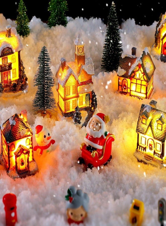 Woanger 29 Pieces Christmas Village Set LED Lighted Houses for Christmas Village Xmas Scene Figurines Decoration Crafted Poly Resin Collectables for Holiday Party Decor - Image 3