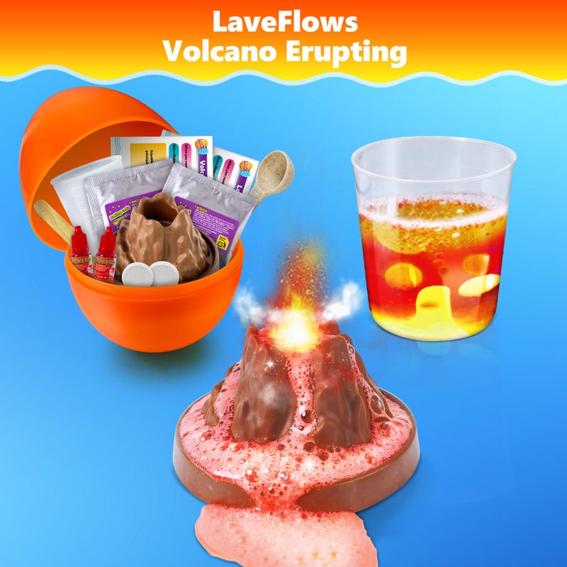 Kacwsoay 4 Jumbo Easter Basket Stuffer Surprise Eggs, Science Experiments for Kids, Easter Toys Gift Idea for Boys and Girls Educational Party Favor STEM Activities Volcano Crystal Tree - Image 2