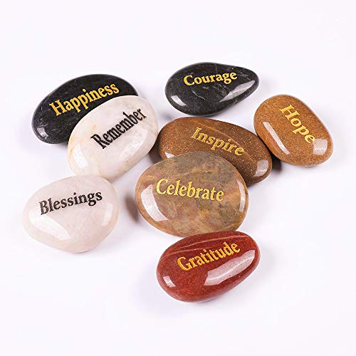 ROCKIMPACT 24pcs Inspirational Faith Stones Engraved Natural River Rocks Healing Stone Different Words (Bulk lot, Set of 24, 2”-3” Each) - Image 4