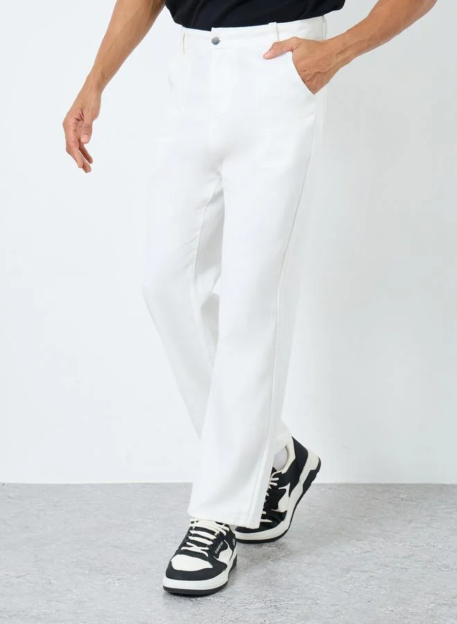 ستايلي Styli White Mid Rise Bootcut Jeans