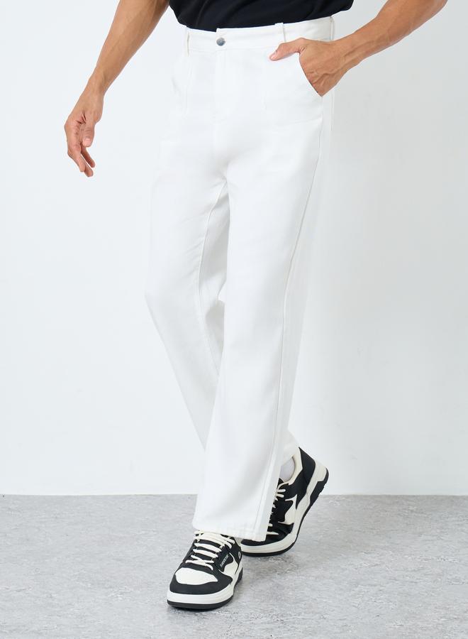 ستايلي جينز بوت كت أبيض بخصر متوسط - Image 1