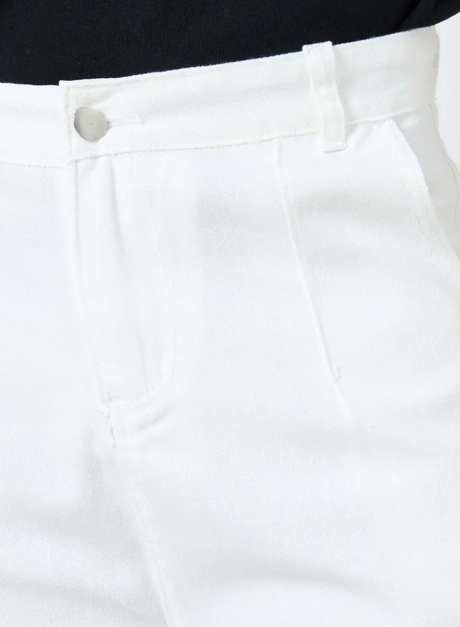 Styli Styli White Mid Rise Bootcut Jeans