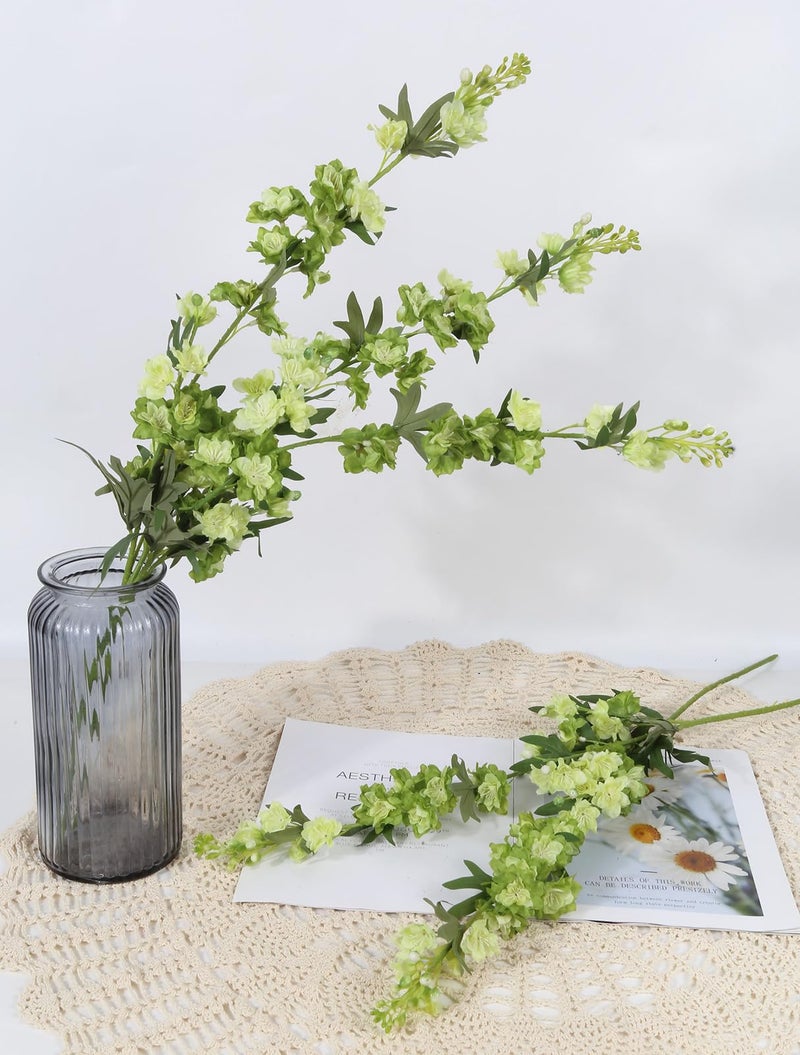 IPOPU Sage Green Delphinium Artificial Flowers 5PCS Silk Larkspur Realistic Faux Snapdragon for Vase, Wedding Centerpieces, Home Table Party Decor - Image 3