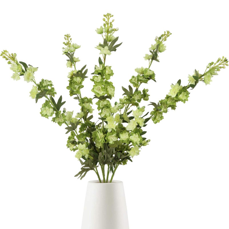 IPOPU Sage Green Delphinium Artificial Flowers 5PCS Silk Larkspur Realistic Faux Snapdragon for Vase, Wedding Centerpieces, Home Table Party Decor - Image 1