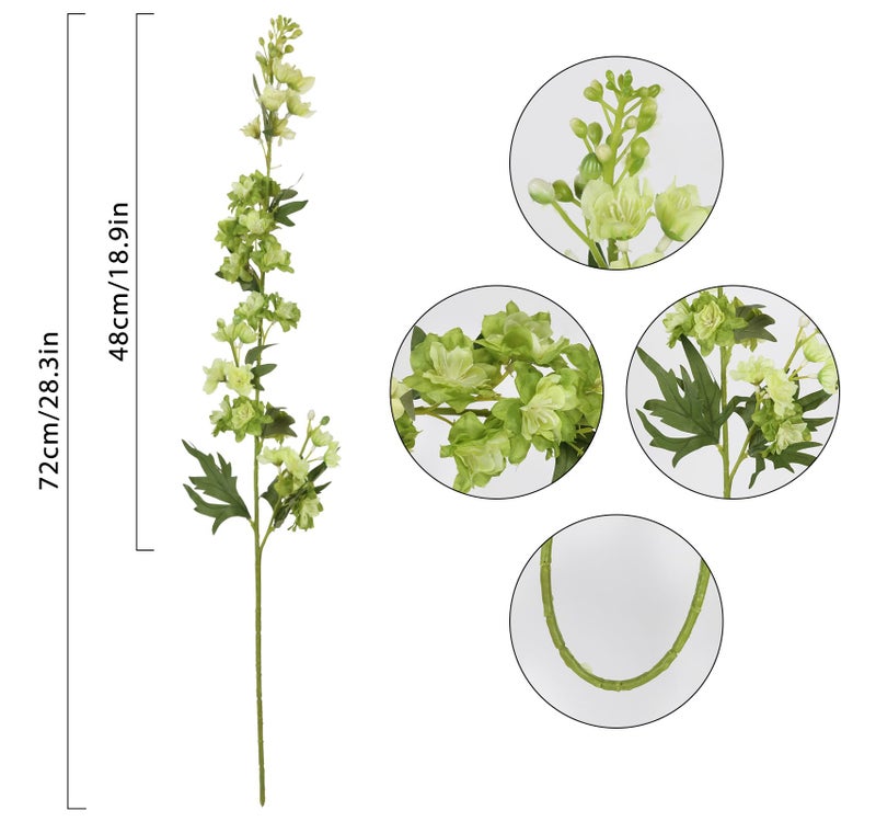 IPOPU Sage Green Delphinium Artificial Flowers 5PCS Silk Larkspur Realistic Faux Snapdragon for Vase, Wedding Centerpieces, Home Table Party Decor - Image 2