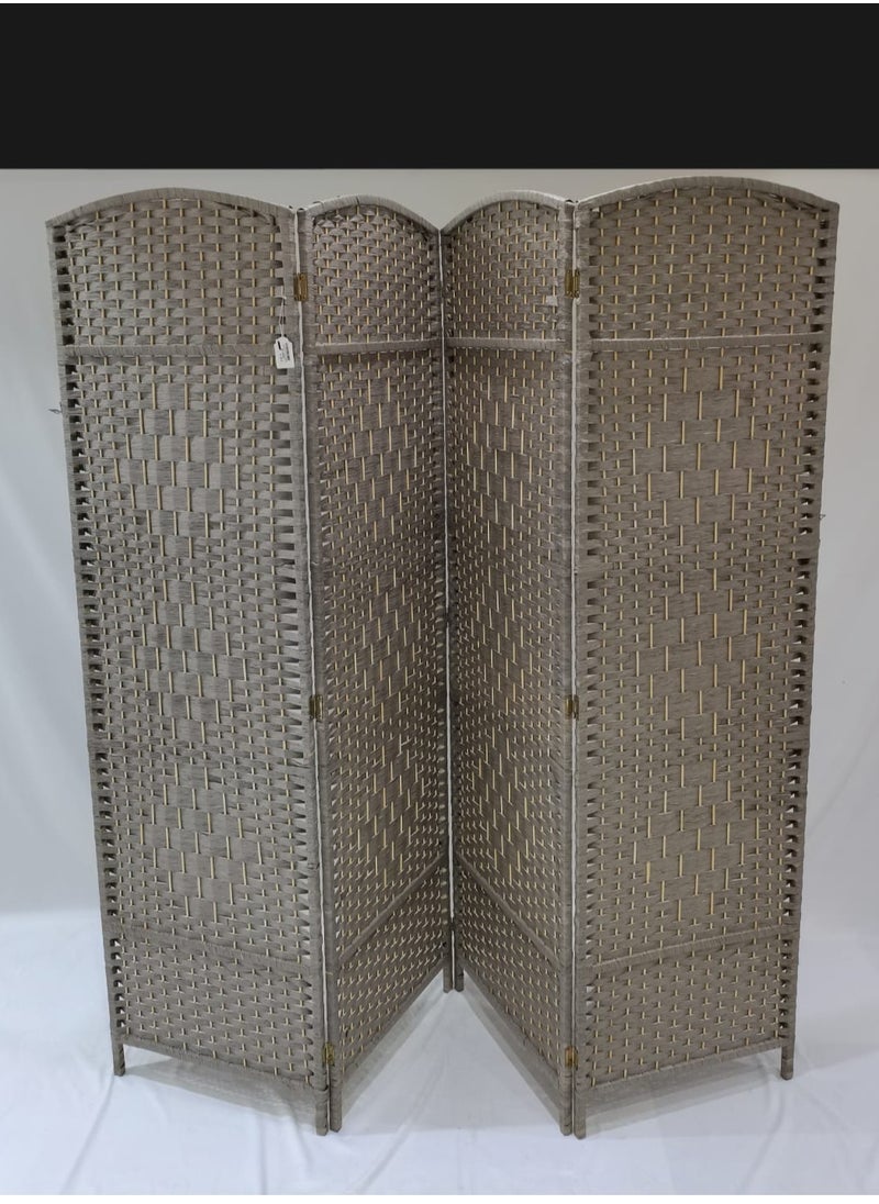 Living - 4 Panels Folding Partition Room Divider Grey - Image 1