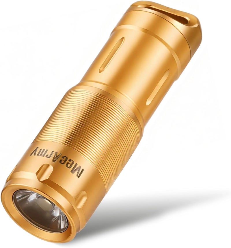 MecArmy X2S Mini EDC Rechargeable Keychain Flashlight - 130 Lumens Waterproof Gold - Image 1