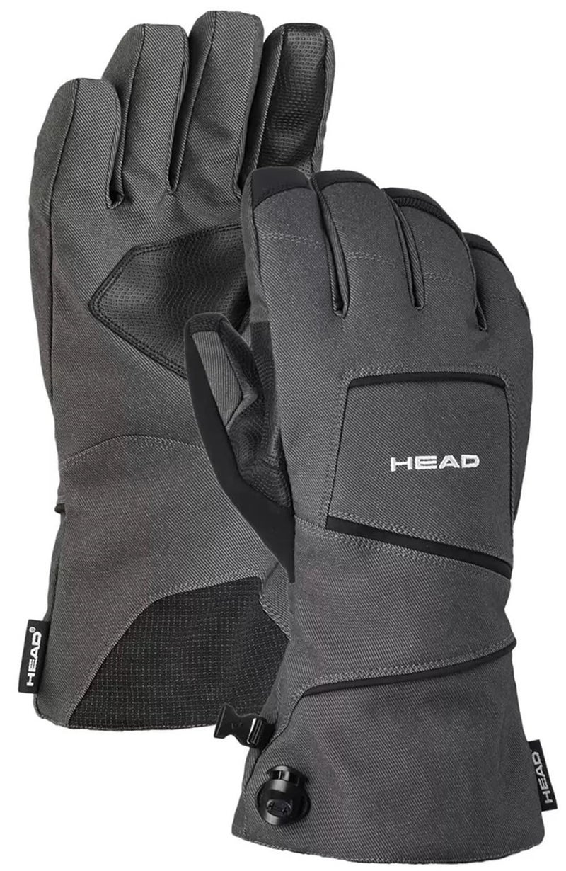 HEAD Mens Womens Unisex Touchscreen Compatible Ski Gloves - Zippered Heat/Storage Pocket, Enhanced Grip, Comfort, Versatility (Gray, X-Small)