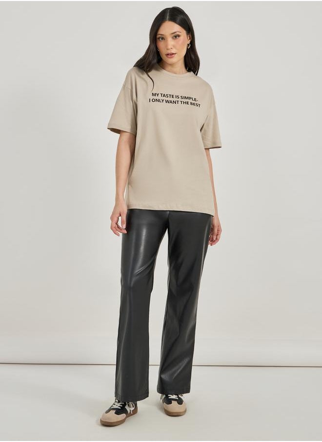 Oversized My Taste is Simple Print Longline T-Shirtâ€‹