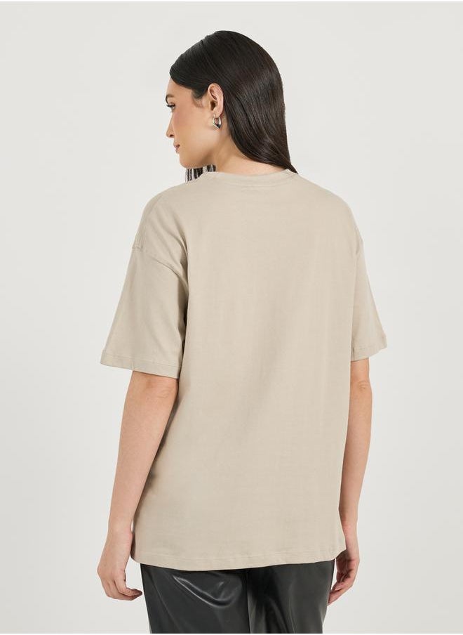 Oversized My Taste is Simple Print Longline T-Shirtâ€‹