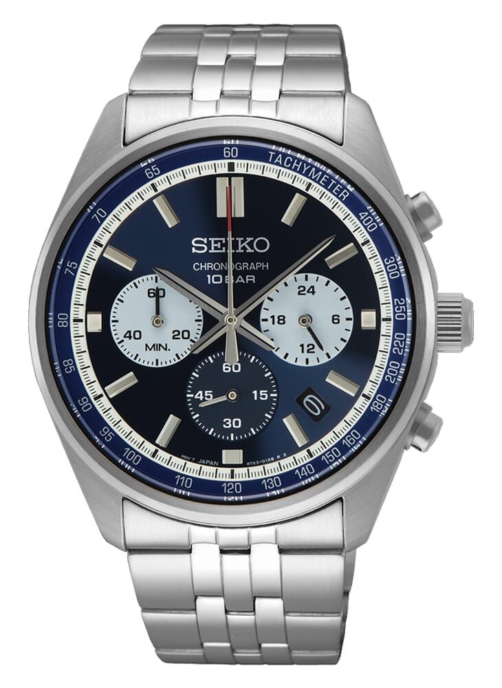 Seiko Dress Chronograph Men's Watch SSB427P1, SIlver & Blue - Image 1