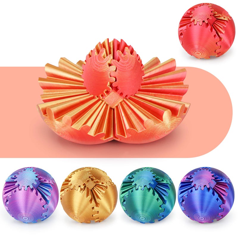 Minleway Gear Ball 3D Printed Cube Fidget ToyGear Sphere Fidget ToysSensory Toys for Stress and Anxiety Relief Desk Toy Fidget SpinnersStocking Stuffers for Adults Kids GiftGolden Red 23 Inch - Image 3