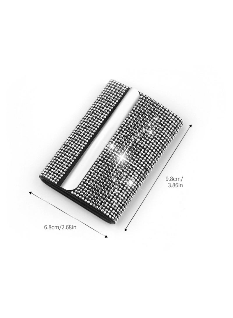 Bling Rhinestone Business Card Holder, Portable Metal Credit Card Case, Sparkling Crystal Card Organizer for Women, Fashion Diamond Card Holder for Car Office - Image 2