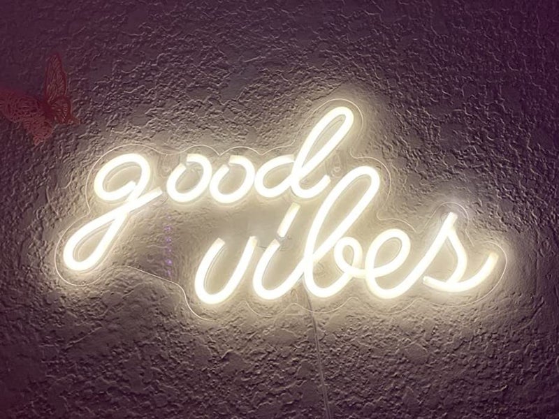 VYNES Good Vibes LED Neon Signs Light LED Art Decorative Sign - Wall Decor/Table Decor, Home Decor for Wedding Party Kids Room Living Room House Bar Pub Hotel Beach (Warm White) - Image 5
