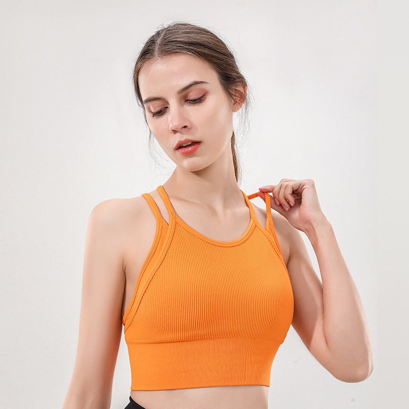 Sports Bra Yoga Tank Top Ribbed Fitness Vest Women Baby Blue  - Image 5