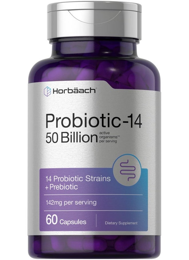 Horbaach Horbäach Probiotics with Prebiotics | 60 Capsules | 50 Billion Active Organisms | Non-GMO & Gluten Free Supplement  - Image 1