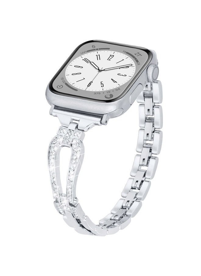 MOFREE - Bling Band Compatible for Apple Watch Band 38mm 40mm 41mm 42mm(Series 10) iWatch Series 9 8 7 SE 6 5 4 3 2 1,Dressy Jewelry Diamond Stylish Metal Wristband Strap for Women - Image 1