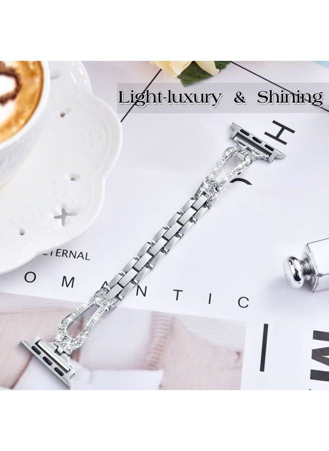 MOFREE - Bling Band Compatible for Apple Watch Band 38mm 40mm 41mm 42mm(Series 10) iWatch Series 9 8 7 SE 6 5 4 3 2 1,Dressy Jewelry Diamond Stylish Metal Wristband Strap for Women - Image 1