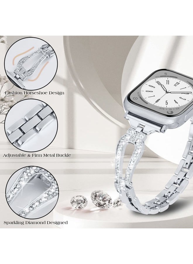 MOFREE - Bling Band Compatible for Apple Watch Band 38mm 40mm 41mm 42mm(Series 10) iWatch Series 9 8 7 SE 6 5 4 3 2 1,Dressy Jewelry Diamond Stylish Metal Wristband Strap for Women - Image 1