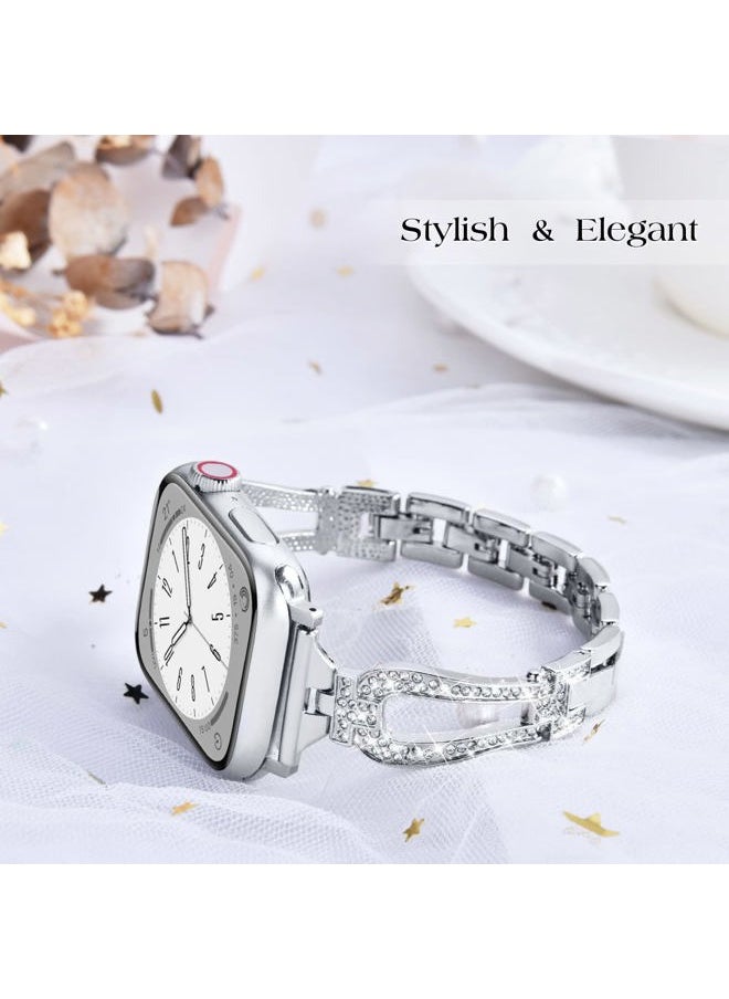 MOFREE - Bling Band Compatible for Apple Watch Band 38mm 40mm 41mm 42mm(Series 10) iWatch Series 9 8 7 SE 6 5 4 3 2 1,Dressy Jewelry Diamond Stylish Metal Wristband Strap for Women - Image 1