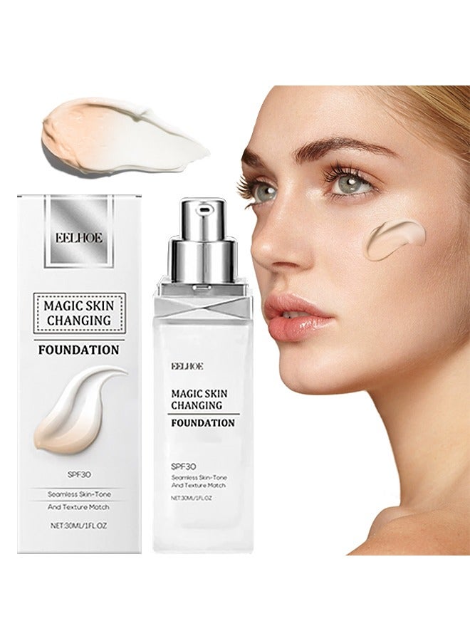 EELHOE Magic Skin Changing Foundation- Concealer Cream Flawless,Colour Changing Foundation for Different Skin Tone  30ml - Image 1