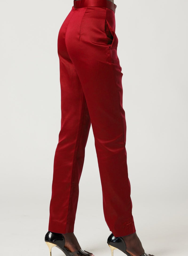 IZEL Red High Rise Straight Leg Pants - Image 2