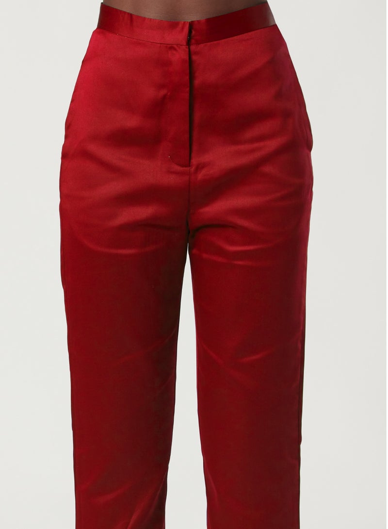 IZEL Red High Rise Straight Leg Pants - Image 4
