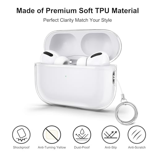Tobfit Case for AirPods Pro 2, Wireless Charging, Powerful Drop Protection, TPU, Tough Magnetic Cover for AirPods Pro 1st/2nd Generation (2023/2022/2019)- Clear - Image 3