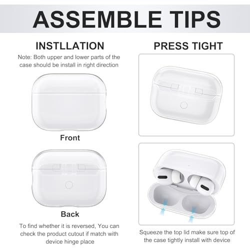 Tobfit Case for AirPods Pro 2, Wireless Charging, Powerful Drop Protection, TPU, Tough Magnetic Cover for AirPods Pro 1st/2nd Generation (2023/2022/2019)- Clear - Image 5