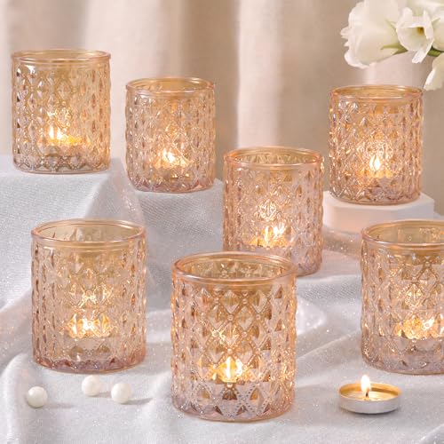 MATAHUM 8Pcs Large Votive Candle Holders Gold Tea Light Candle Holders Glass Candle Holder for Wedding, Bridal Shower,Table Centerpiece,Party, Home Decor - Image 1
