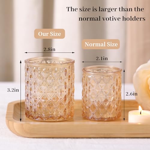 MATAHUM 8Pcs Large Votive Candle Holders Gold Tea Light Candle Holders Glass Candle Holder for Wedding, Bridal Shower,Table Centerpiece,Party, Home Decor - Image 2