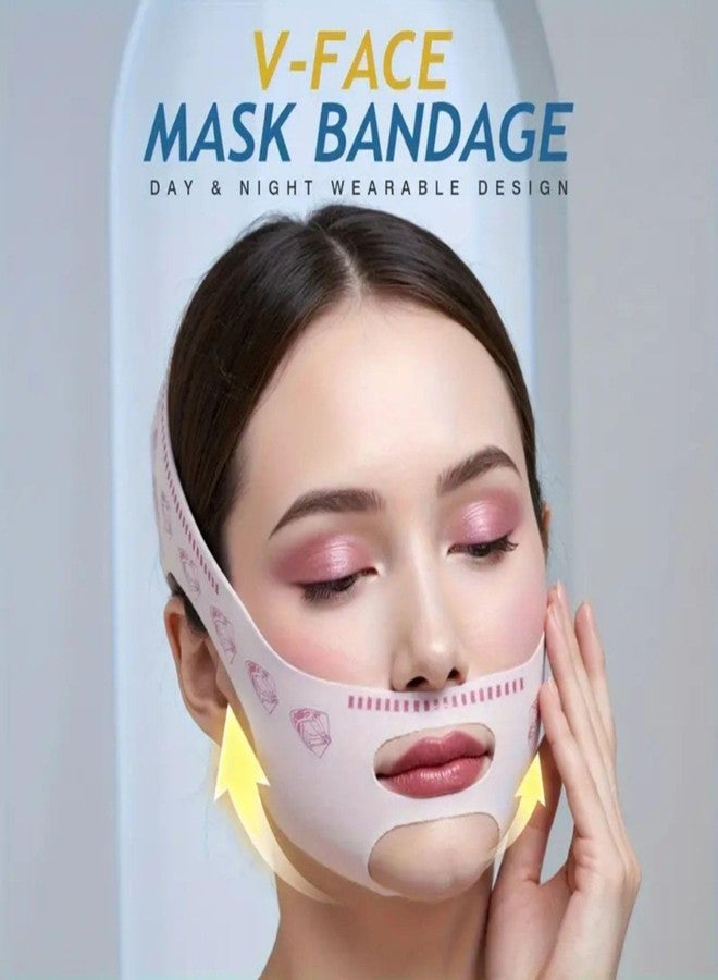 Baskety V Shape Face Lifting Mask for Chin, Jawline Slimming | Comfortable Full Face Sculpting Strap with Skin-Friendly Fabric | Lightweight, Adjustable & Reusable | Light Pink (Pack of 1) - Image 3
