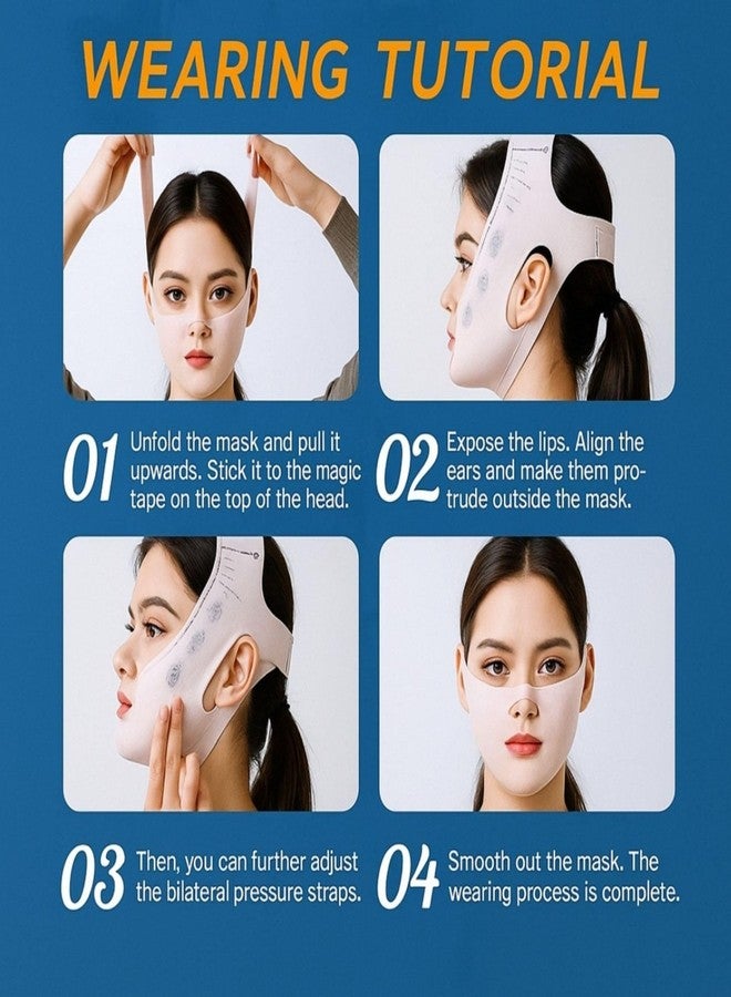 Baskety V Shape Face Lifting Mask for Chin, Jawline Slimming | Comfortable Full Face Sculpting Strap with Skin-Friendly Fabric | Lightweight, Adjustable & Reusable | Light Pink (Pack of 1) - Image 4