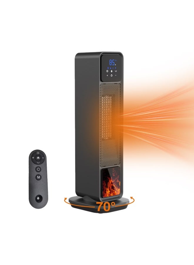 Portable Space Heater Indoor – 24’’ Electric Tower Heater with Remote Control & Thermostat, 3 Heating Modes, 70° Oscillation & 12H Timer, Fast Heating Space Heater for Bedroom, Office & Large Rooms