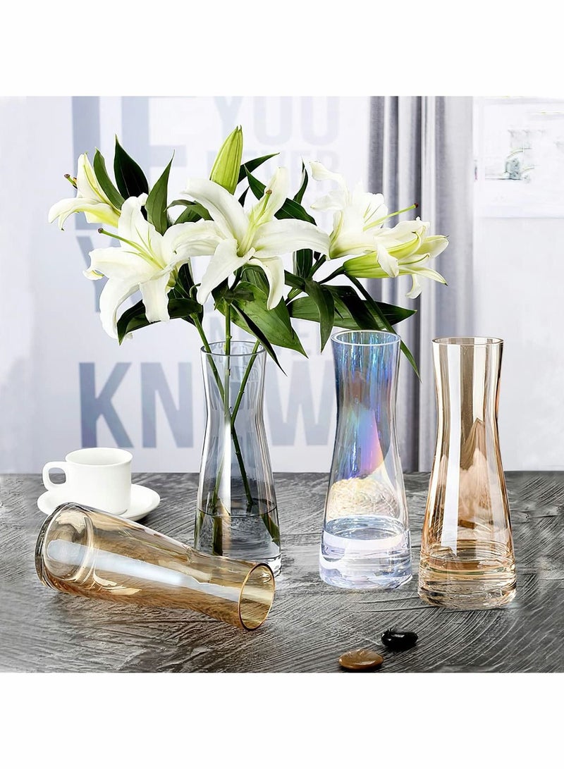 Y&D Irised Clear Glass Tall Flower Vase Thick Bottom Large Vases for Centerpieces Flowers Decor 10 Inch Big Decorative Living Room Kitchen Office Home Wedding - Image 4