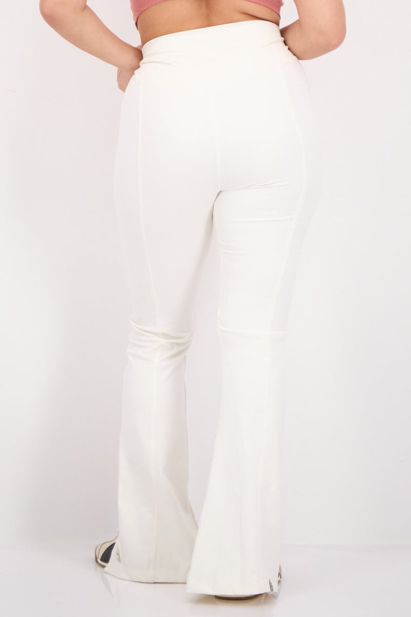 The Giving Movement Women Regular Fit Brand Logo Wide Leg Pants, White - Image 2