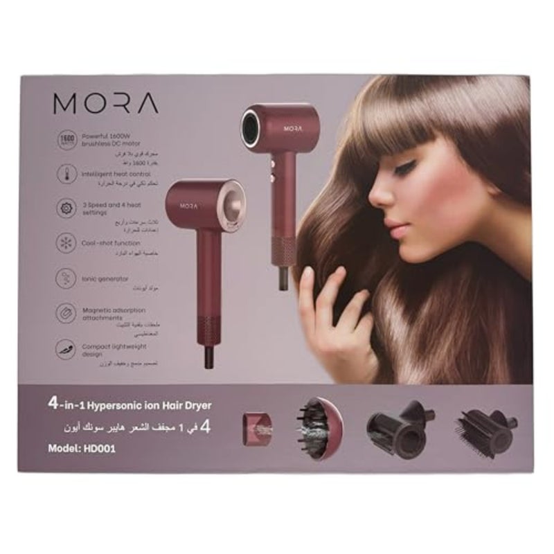 Hair dryer, 4 In 1 Hypersonic Ion Hair Dryer with 4 Attachments- Diffuser, Styling Concentrator, Smoothing Brush, anti flying nozzle. Fast Drying with Zero Heat Damage - Image 4
