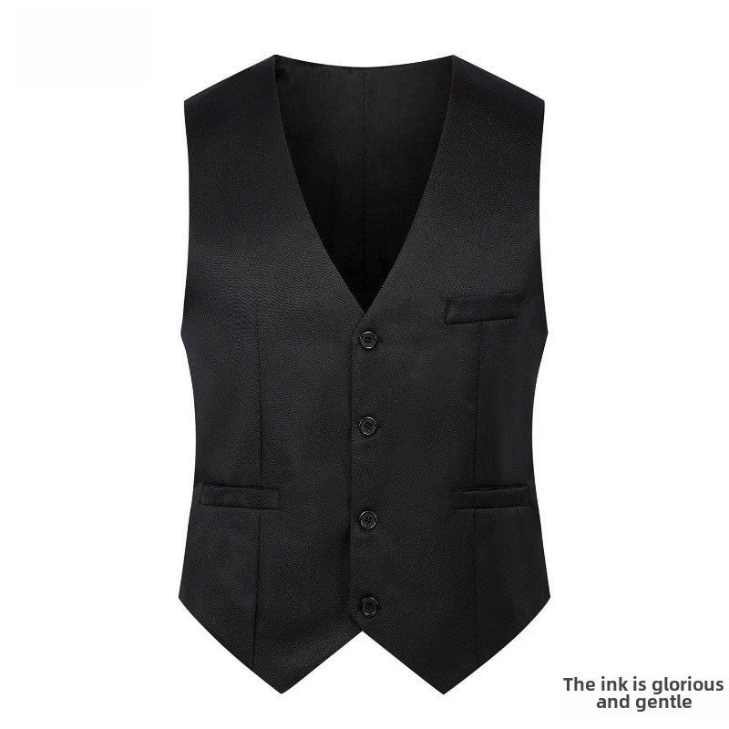 Suit Vest Summer Thin Non-ironing Korean Style Slim-fit British Fashion Vest Casual Professional Dress Vest Mens Horse Clip Black  - Image 2