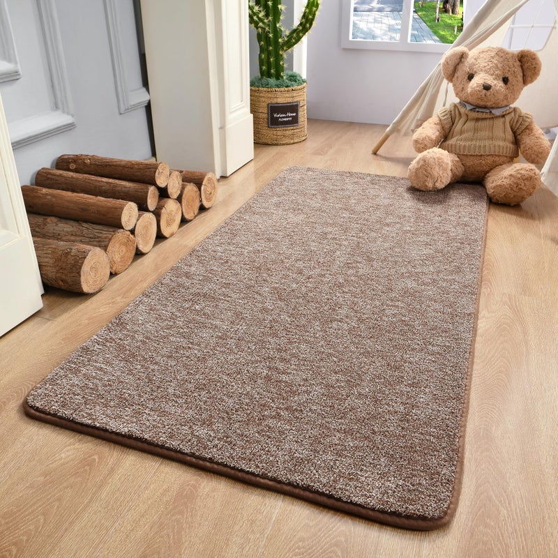 Keeko Soft 2x4 Small Runner Rug Brown, Bedside Rugs for Bedroom Indoor Runner Hallway Carpets Non Slip Living Room Area Throw Rugs Memory Foam Laundry Room Rug for Teen Kids Boys Dorm Room Decor - Image 1